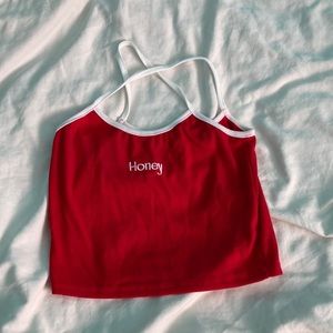 Honey crop tank top red